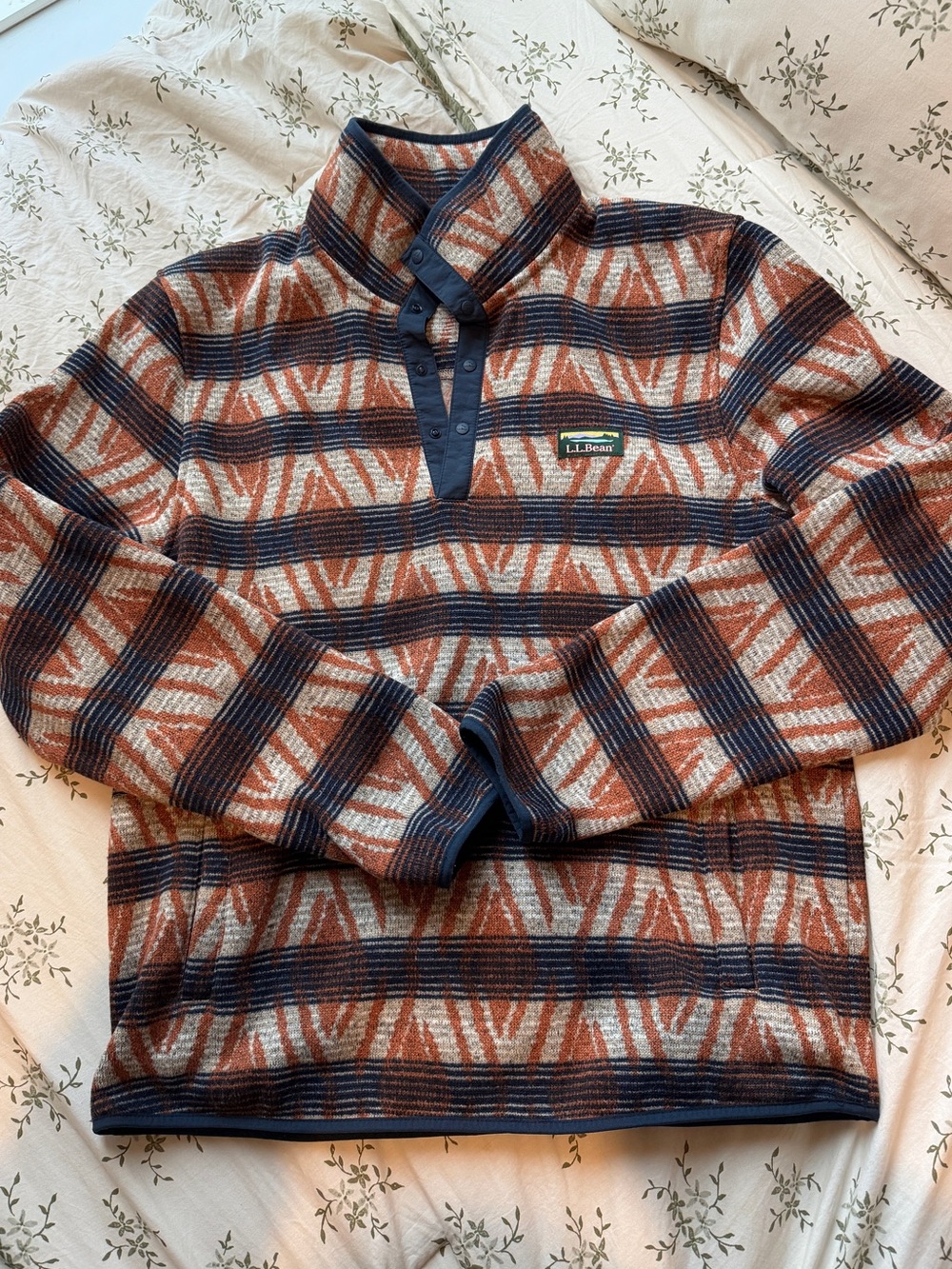 L.L.Bean Men’s Geometric Snap Fleece Pullover M
